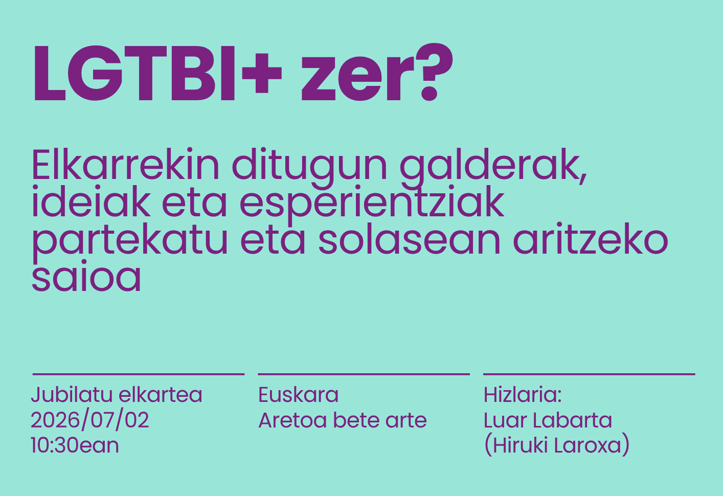 LGTBI+ zer? hitzaldia ostegun honetan