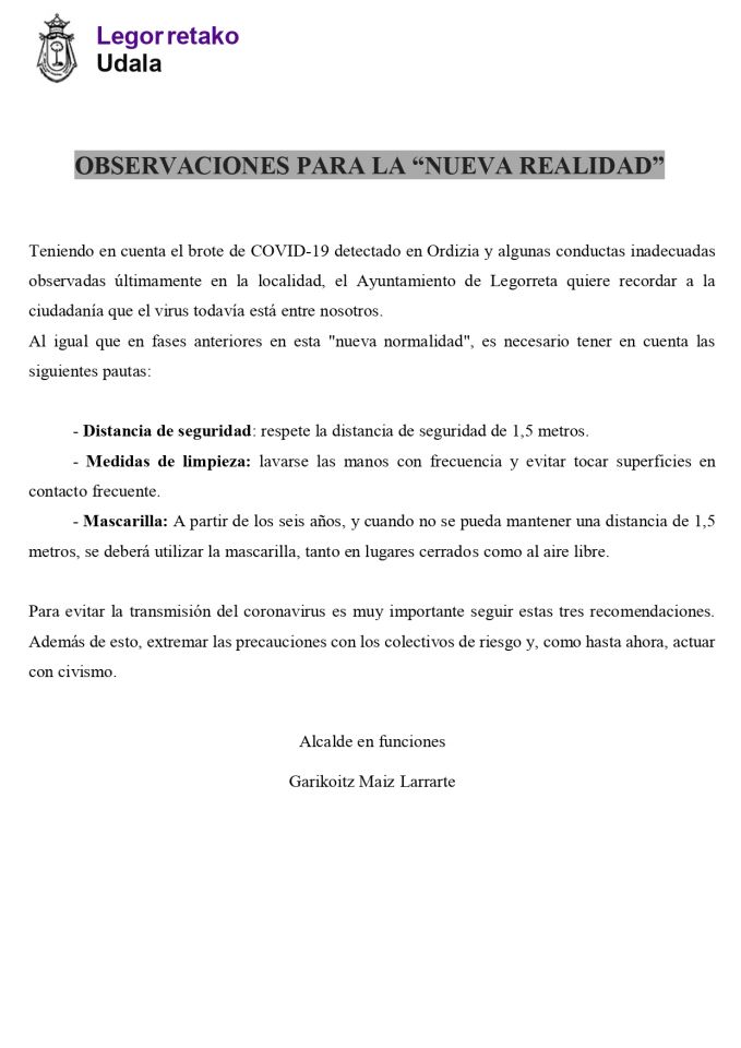 Medidas preventivas en la "nueva normalidad"