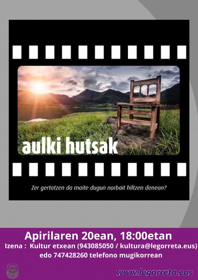 Emisión y coloquio sobre el documental 'Aulki hutsak', el martes