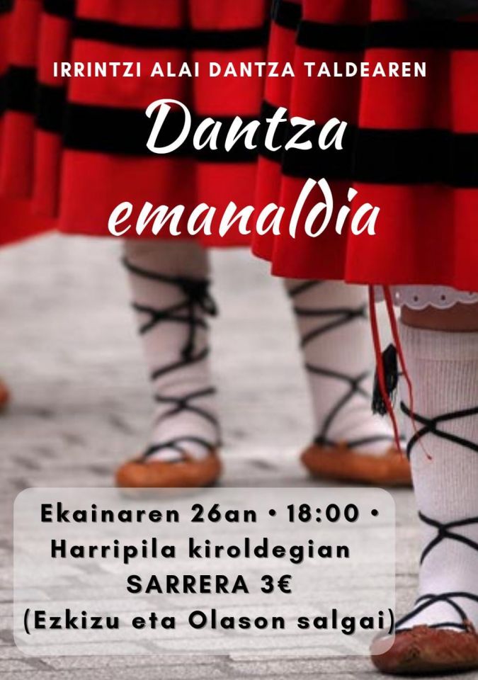 Actuación del grupo de danzas Irrintzi-Alai, el próximo sábado