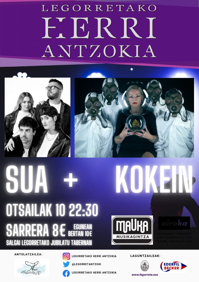 Las entradas para el concierto de 'Sua' y 'Kokein' ya están a la venta