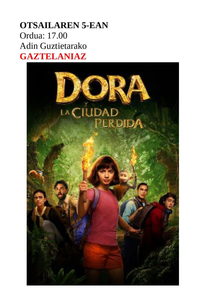 La pelicula del domingo: 'Dora: la ciudad perdida'