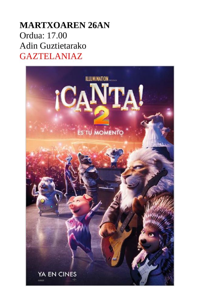 Película del domingo: 'Canta 2'