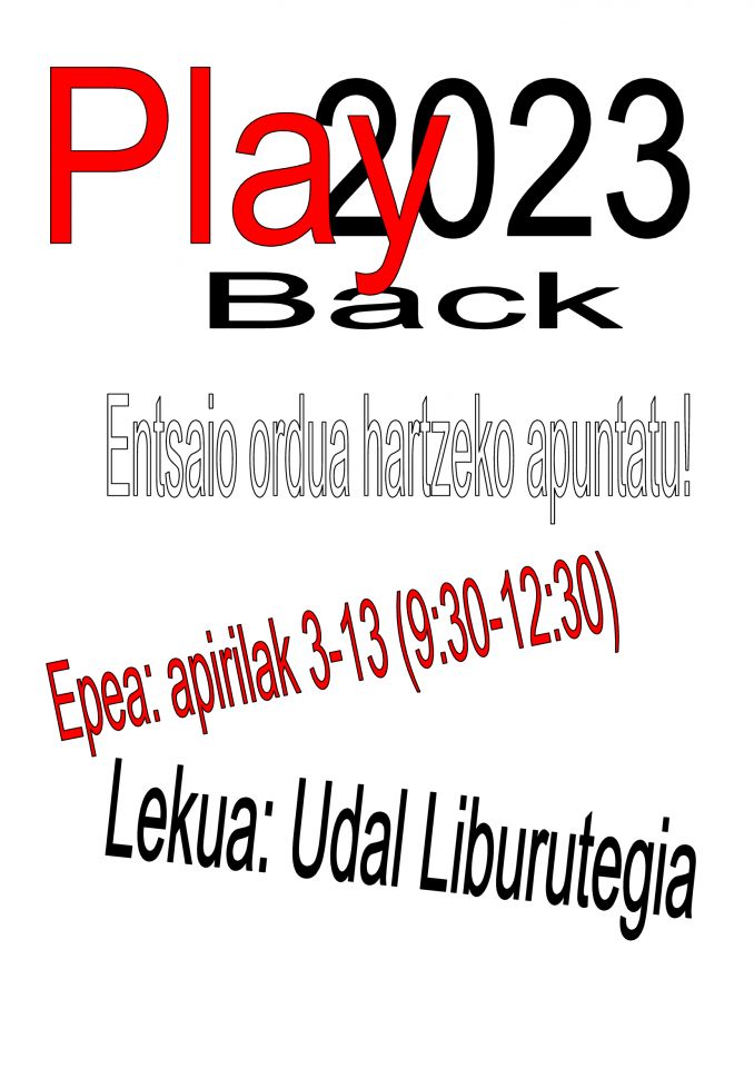 Abierto el plazo para la inscripción del local para los ensayos del Play Back
