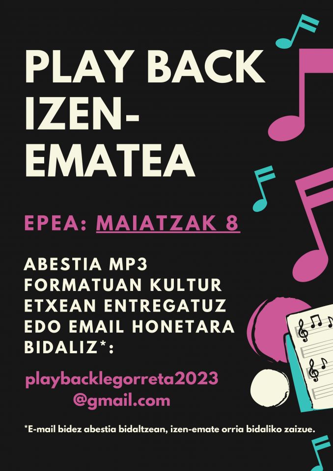 Playback lehiaketan parte hartzeko izen-ematea zabalik