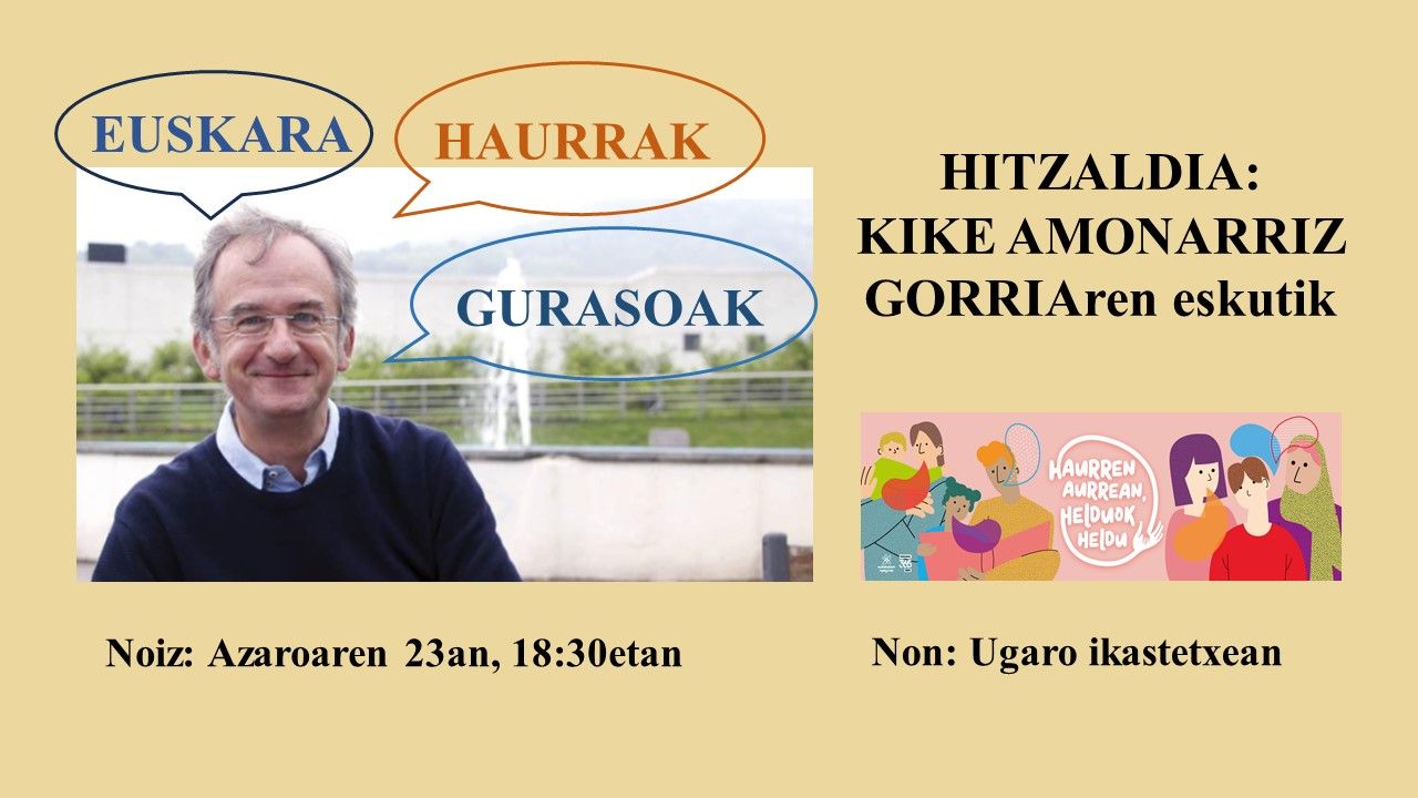 Kike Amonarriz ofrecerá este jueves una charla sobre los hábitos lingüísticos de niños y niñas y sus familiares