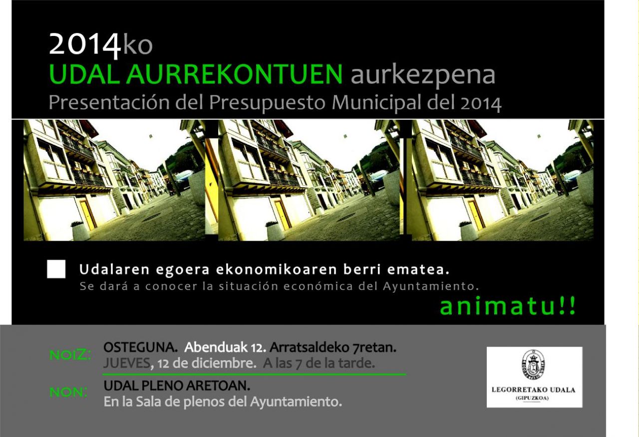 2014ko UDAL AURREKONTUAREN AURKEZPENA