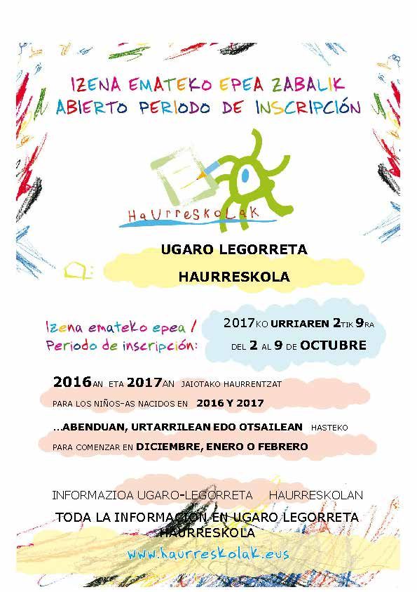 Periodo de inscripción de octubre en la Haur Eskola